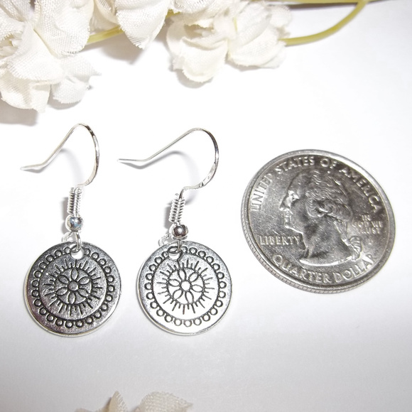 Modern Mandala Earrings Boho Bohemian Dangle 1563 - Picture 2 of 6